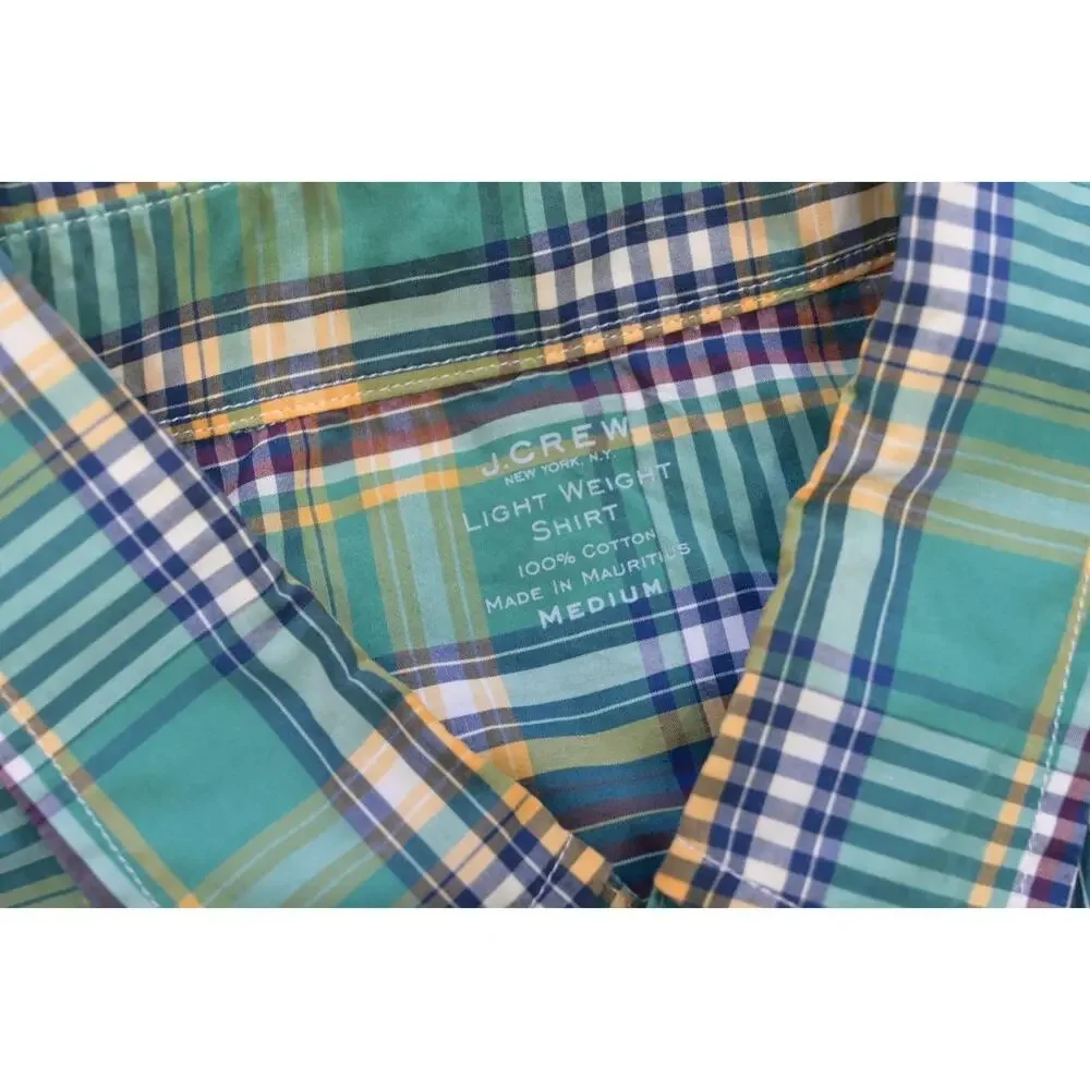 J‎ Crew Light Weight Dress Shirt Plaid Casual Long Sleeve Mens Size Medium